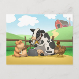 Postal de la banda de jugo animal de granja