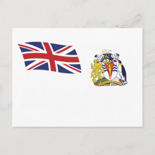 Postal de la bandera británica en la Antártida