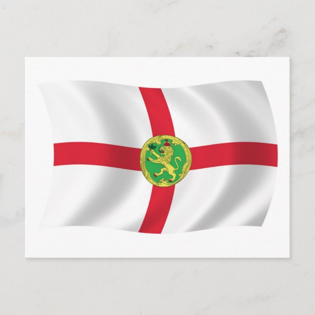 Postal de la bandera de Alderney (Anverso)