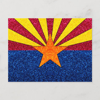 postal de la bandera de Arizona del purpurina