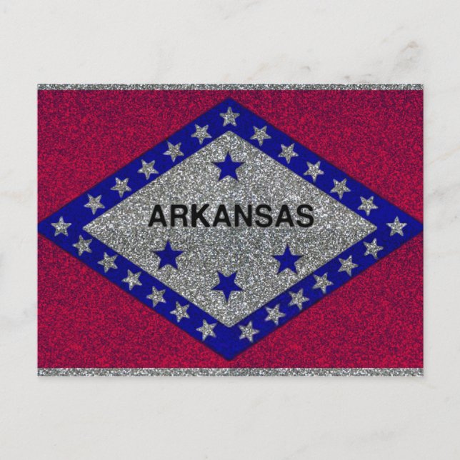 postal de la bandera de Arkansas purpurina (Anverso)