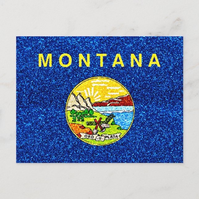 postal de la bandera de Montana del purpurina (Anverso)