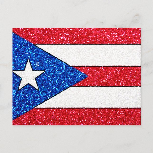 postal de la bandera de Puerto Rico purpurina (Anverso)