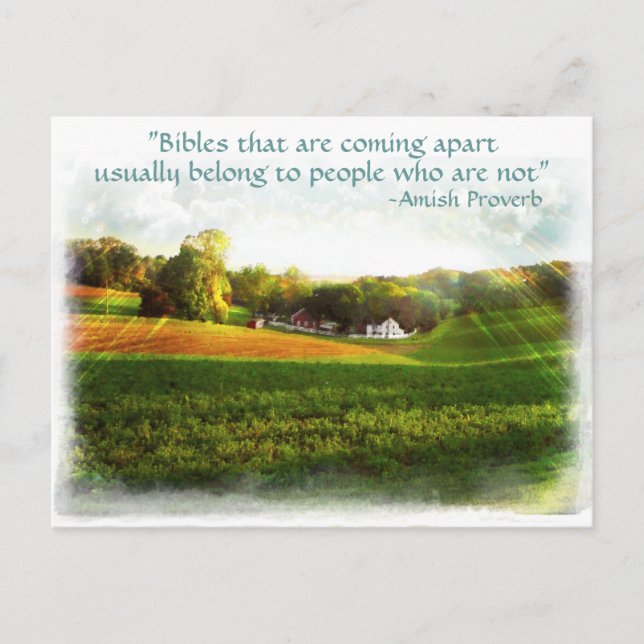 Postal de la Biblia Amish. Proverb.Añadir nombre d (Anverso)
