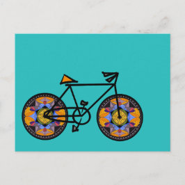 postal de la bicicleta de girasol
