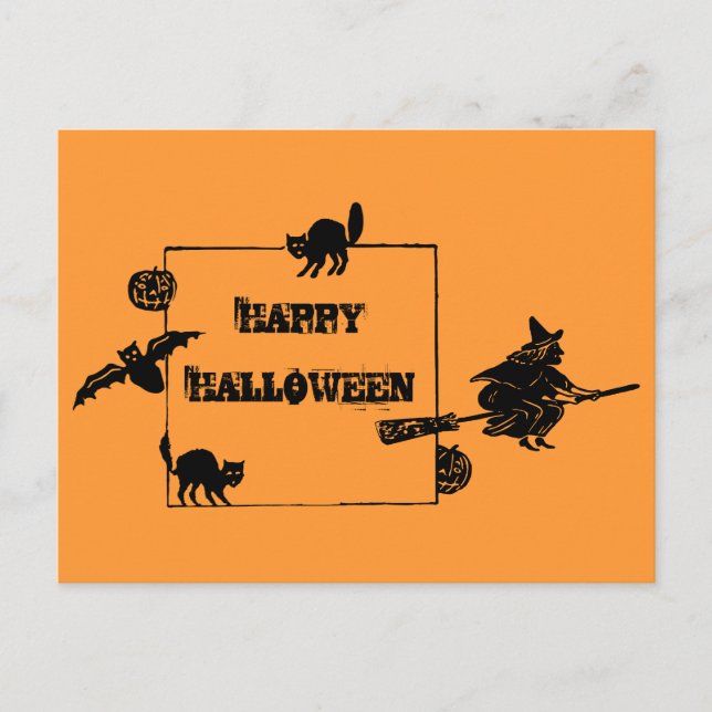 Postal de la bruja de las calabazas de la bata de  (Anverso)