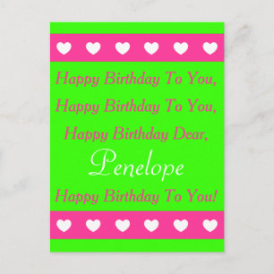Postal de la canción de cumpleaños feliz rosa y ve