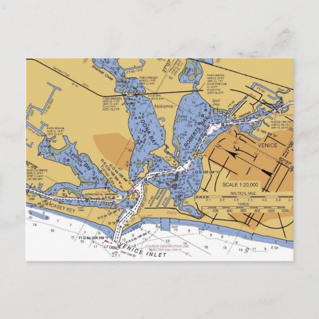 Postal de la carta náutica de Venecia, Florida (Anverso)