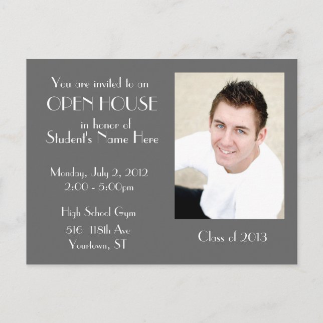 Postal de la casa abierta gris (Anverso)