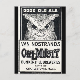 Postal de la cerveza Owl-Musty Ale