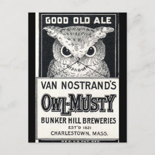Postal de la cerveza Owl-Musty Ale