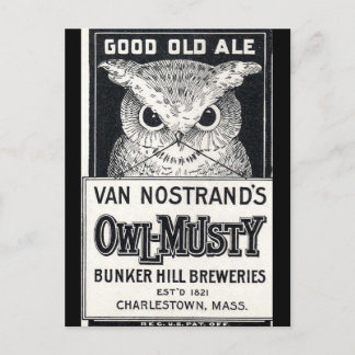 Postal de la cerveza Owl-Musty Ale