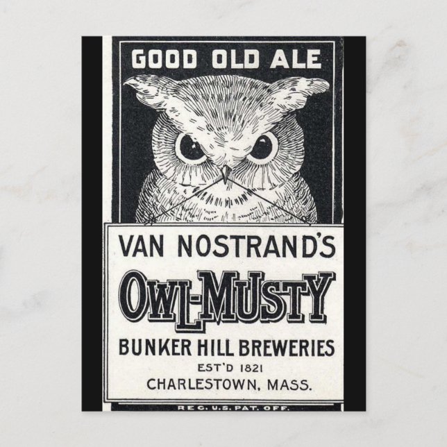 Postal de la cerveza Owl-Musty Ale (Anverso)