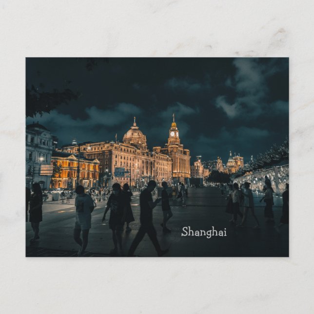 postal de la ciudad nocturna de Shanghai (Anverso)