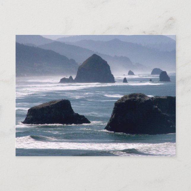 Postal de la costa de Oregon del Océano Pacífico (Anverso)