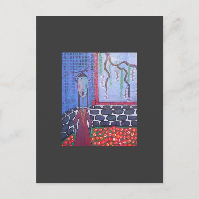 postal de la dama de té japonesa (Anverso)