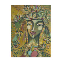 Postal de la diosa de la hoja de arce