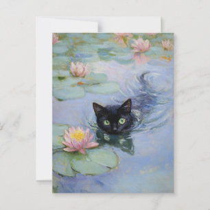 Postal de la época del gato negro Claude Monet