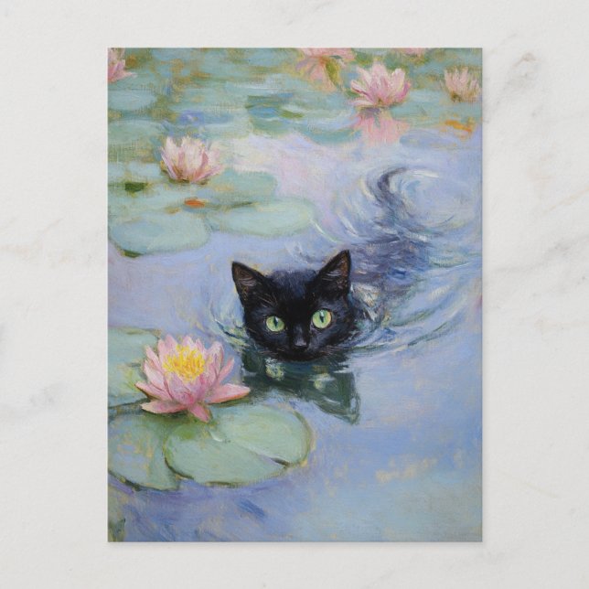 Postal de la época del gato negro Claude Monet (Anverso)