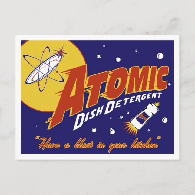 Postal de la era atómica: Detergente de Dish Atómi (Anverso)