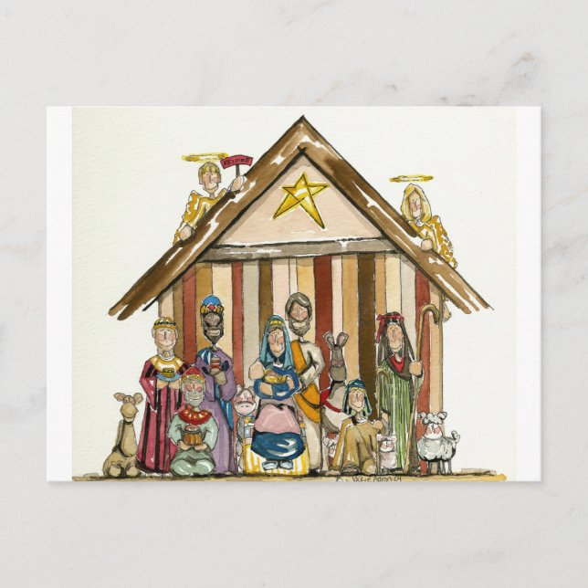 postal de la escena de la naticidad colorida (Anverso)
