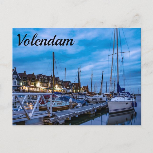 Postal de la escena nocturna del pueblo pesquero t (Anverso)