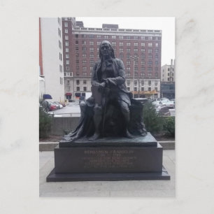 Postal de la estatua de Benjamin Franklin