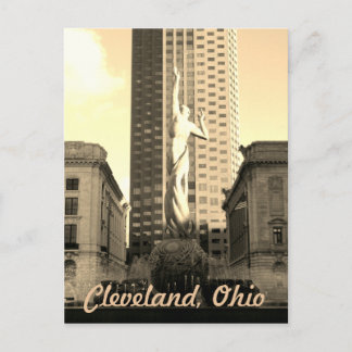 Postal de la estatua de Cleveland Ohio Sepia