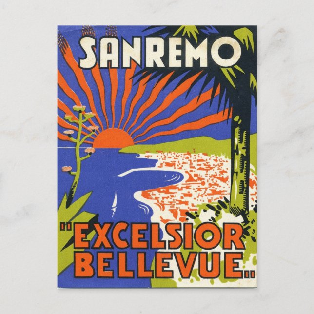 postal de la etiqueta del hotel del sanremo (Anverso)