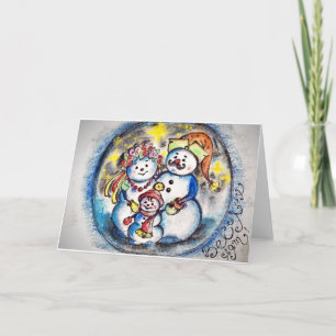 Postal de la familia de hombres de nieve de Ucrani