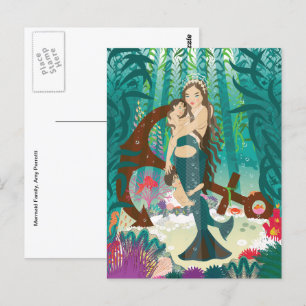 Postal de la familia de la sirena (brunettes)