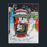 Postal de la familia de snowman Vintage Christmas<br><div class="desc">diseño por www.etsy.com/Shop/TreasuresResold</div>