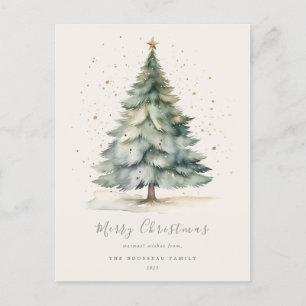 Postal de la familia Gold Star de Árbol de Navidad