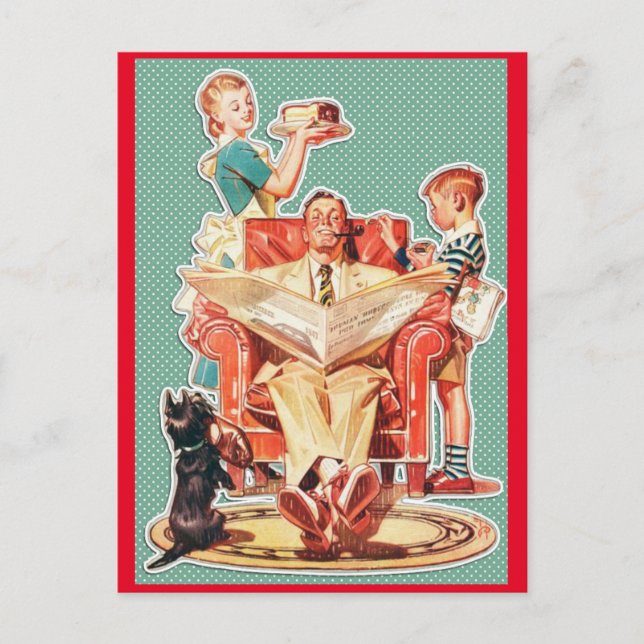 Postal de la familia retro de 1950 (Anverso)