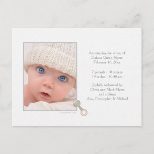 Postal de la foto de la invitación del nacimiento