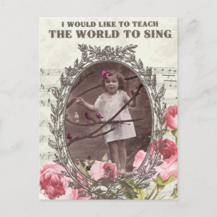 Postal de la foto del cantante de la niña del