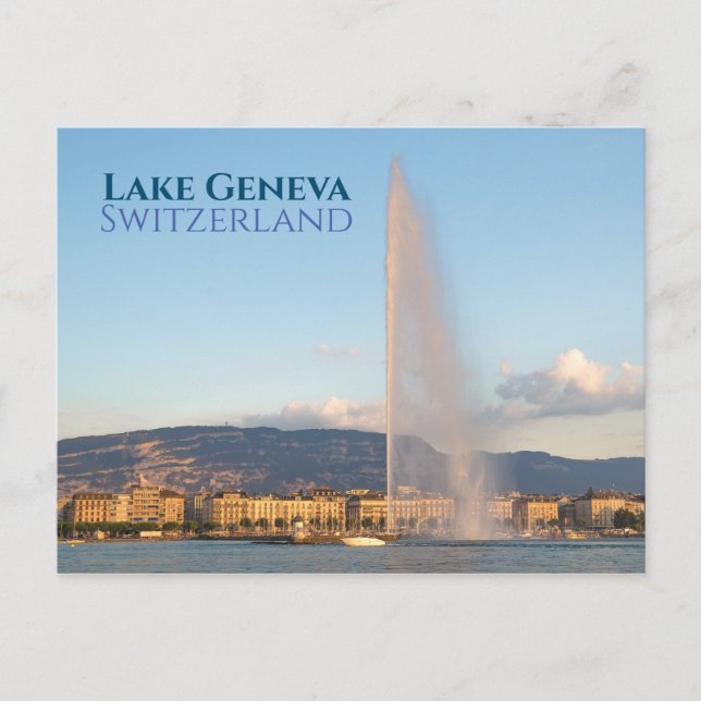Postal de la fuente de agua Jet d'Eau Geneva (Anverso)