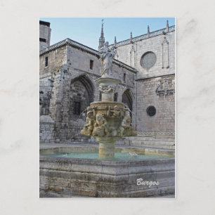 Postal de la fuente de la catedral de Burgos