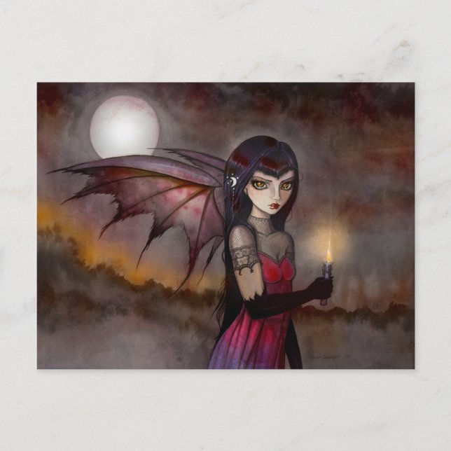 Postal de la Hada Vampira de Victoria paseando (Anverso)