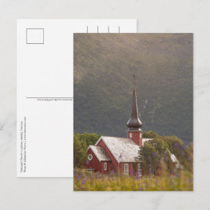 Postal de la Iglesia de Flakstad de las Islas Lofo