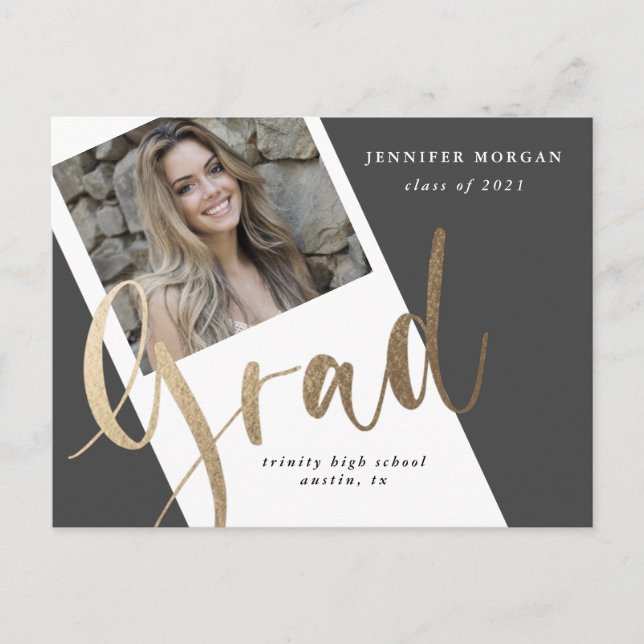 postal de la invitación de foto de la graduación d (Anverso)