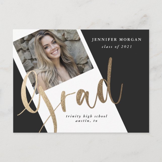postal de la invitación de foto de la graduación d (Anverso)