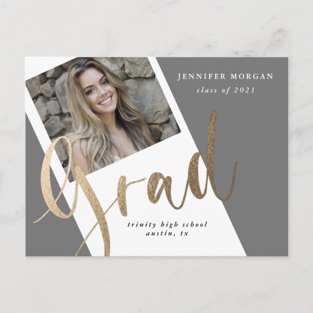 postal de la invitación de foto de la graduación d (Anverso)