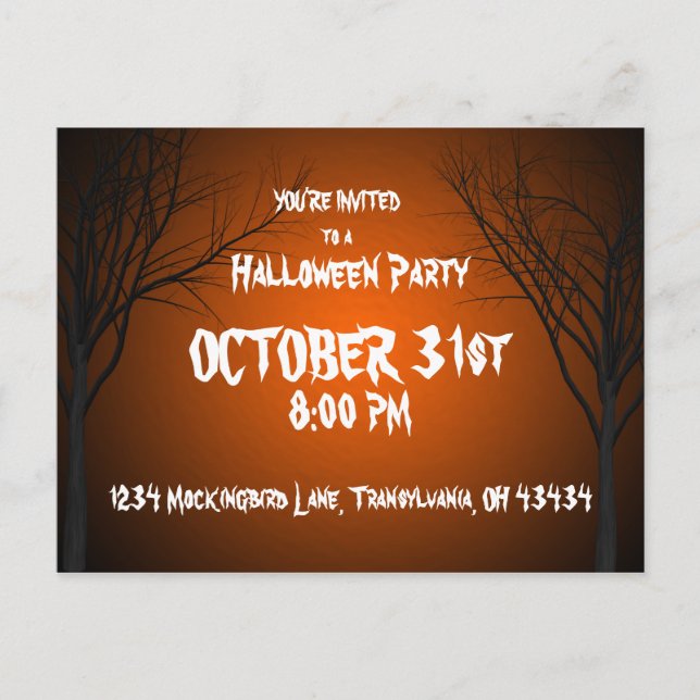 Postal de la invitación de Halloween (Anverso)