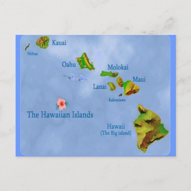 postal de la isla azul de Hawái (Anverso)