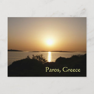 Postal de la isla de Paros, Grecia al atardecer