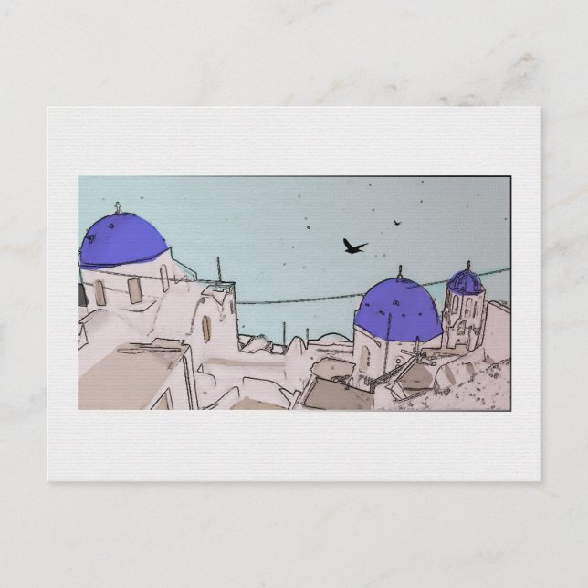 Postal de la isla griega de Santorini (Anverso)