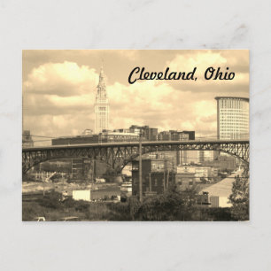 Postal de la línea aérea de Cleveland Ohio Sepia