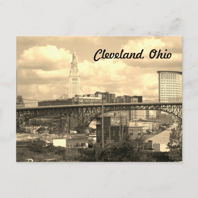 Postal de la línea aérea de Cleveland Ohio Sepia (Anverso)