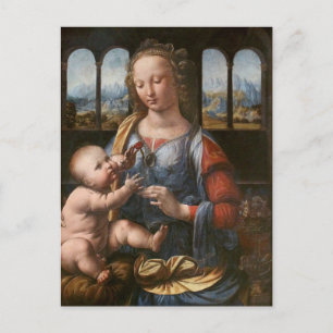 Postal de la Madonna del Clavel de Da Vinci